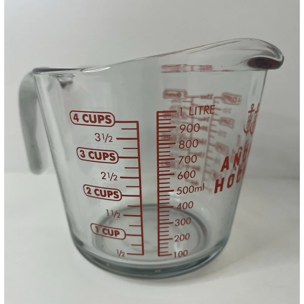 Vintage Anchor Hocking Glass Measuring Cup 4 Cups 32 Oz 1 Liter